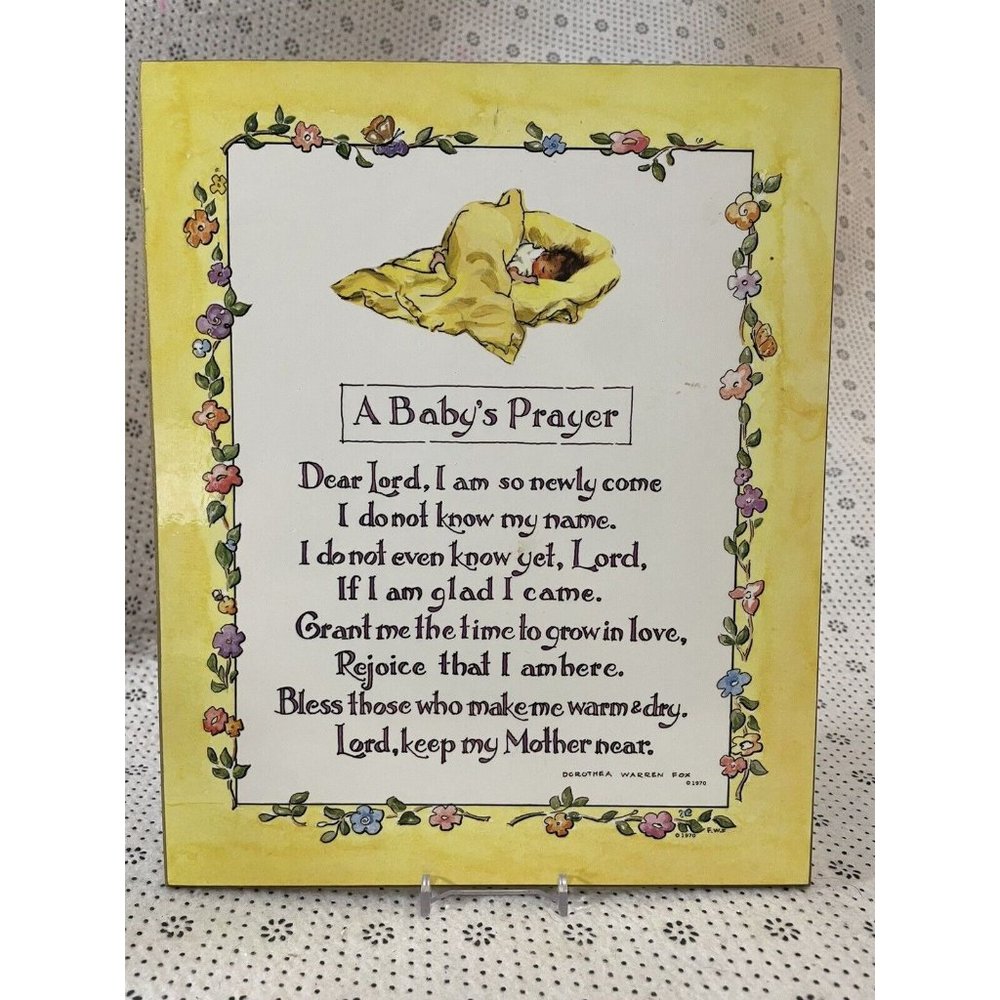 A Baby's Prayer Dorothea Warren Fox 1970 Nursery Wall Hanging